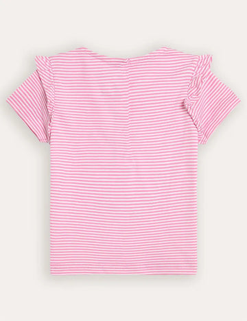 Fuchsia roze eenhoorn applici-franje schoudert-shirt